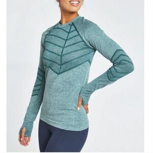 Oiselle Birds of a Feather Seamless Long Sleeve Top – Teal – Size Small NWT